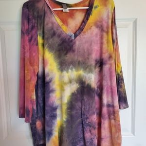 Tie dye quarter sleeve shirt xxl